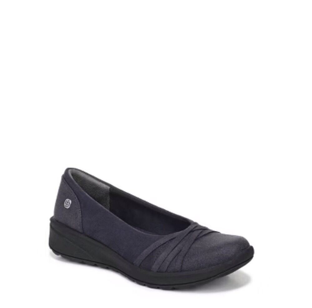 BZees By LifeStride Womens Goody Slip On Flats Navy Size 7.5 Wide New Comfort